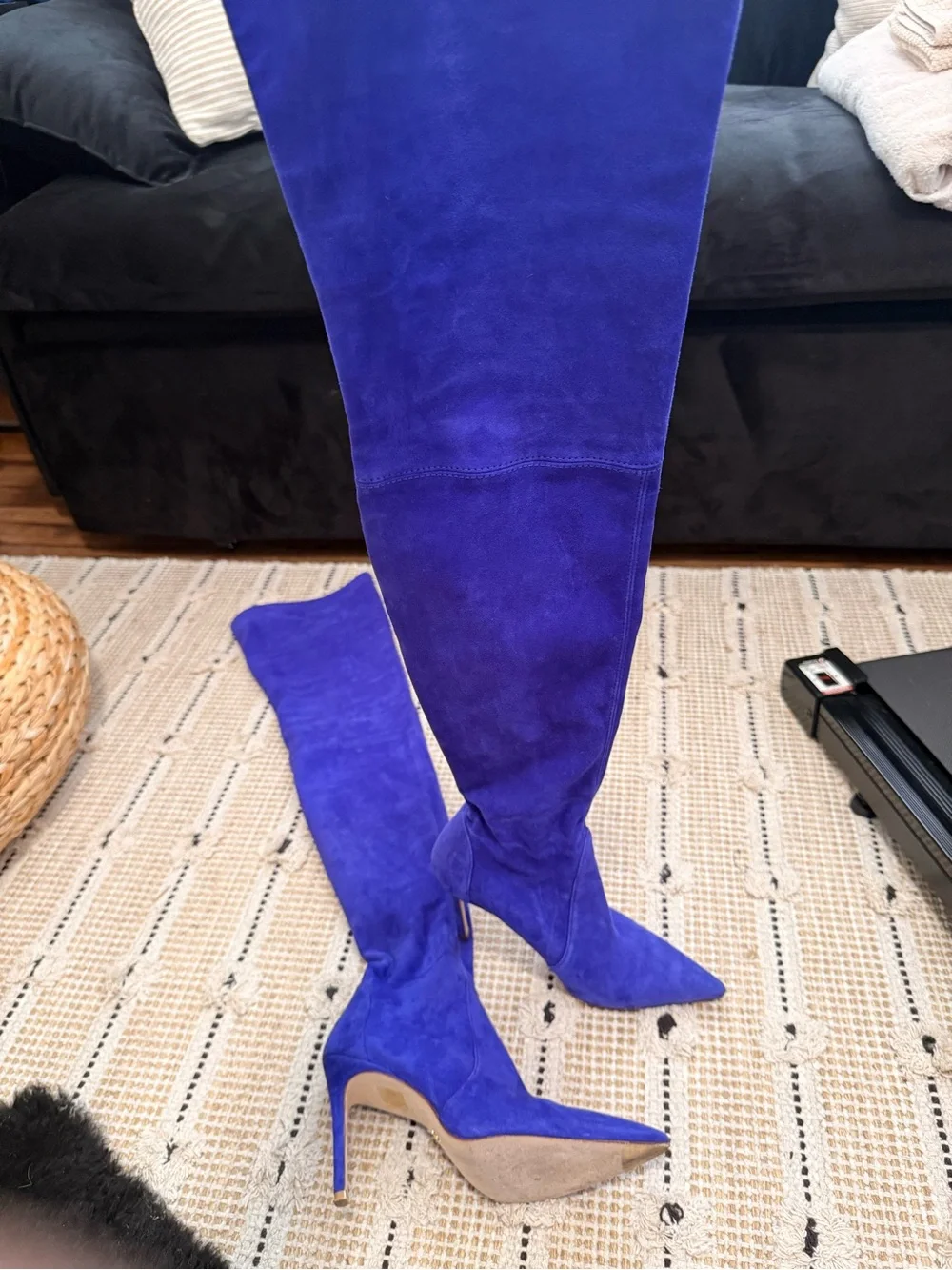 Stuart Weitzman Purple Suede Over-the-Knee Stiletto Boots